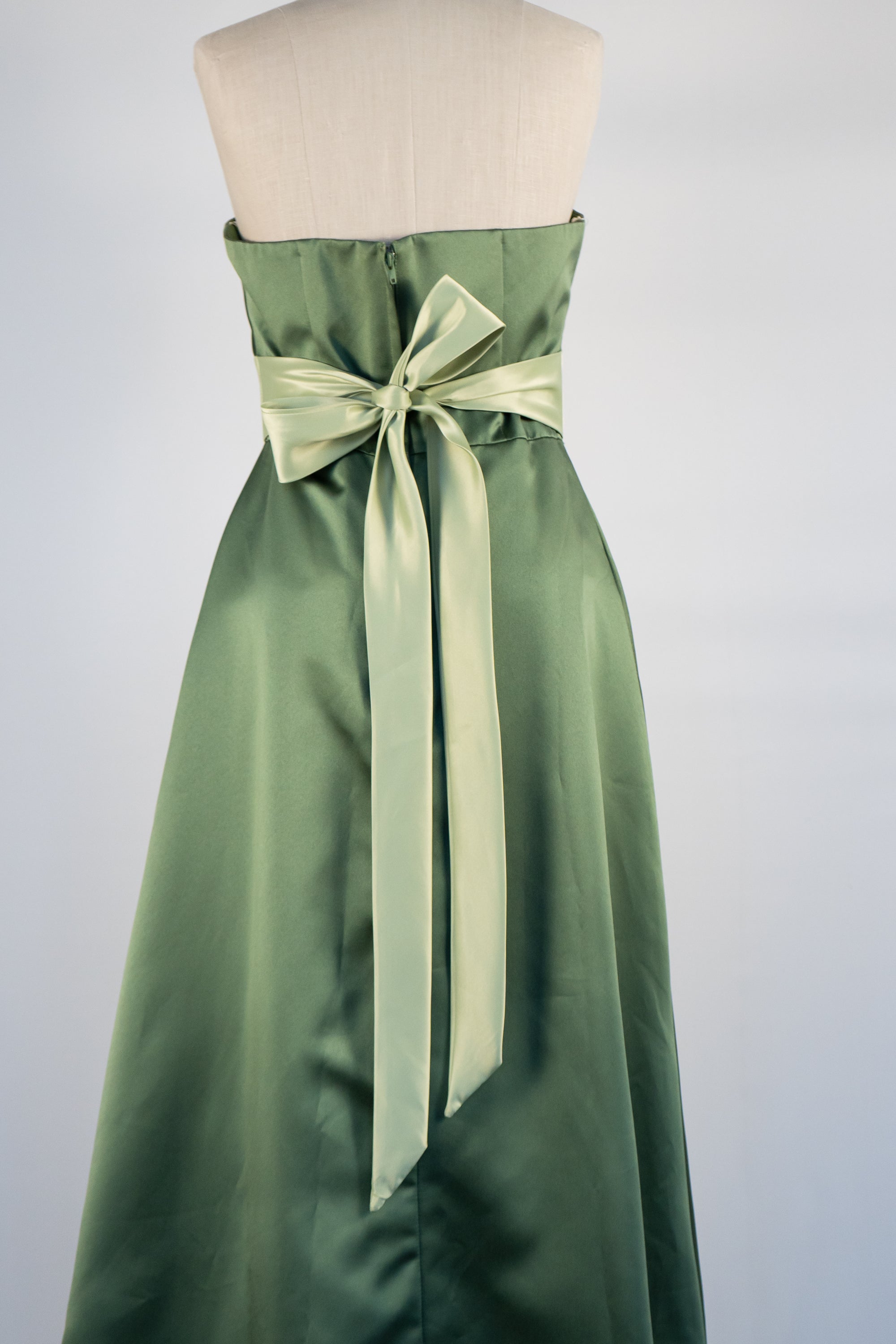 sage green strapless dress Sage Green Strapless Full Length Dress