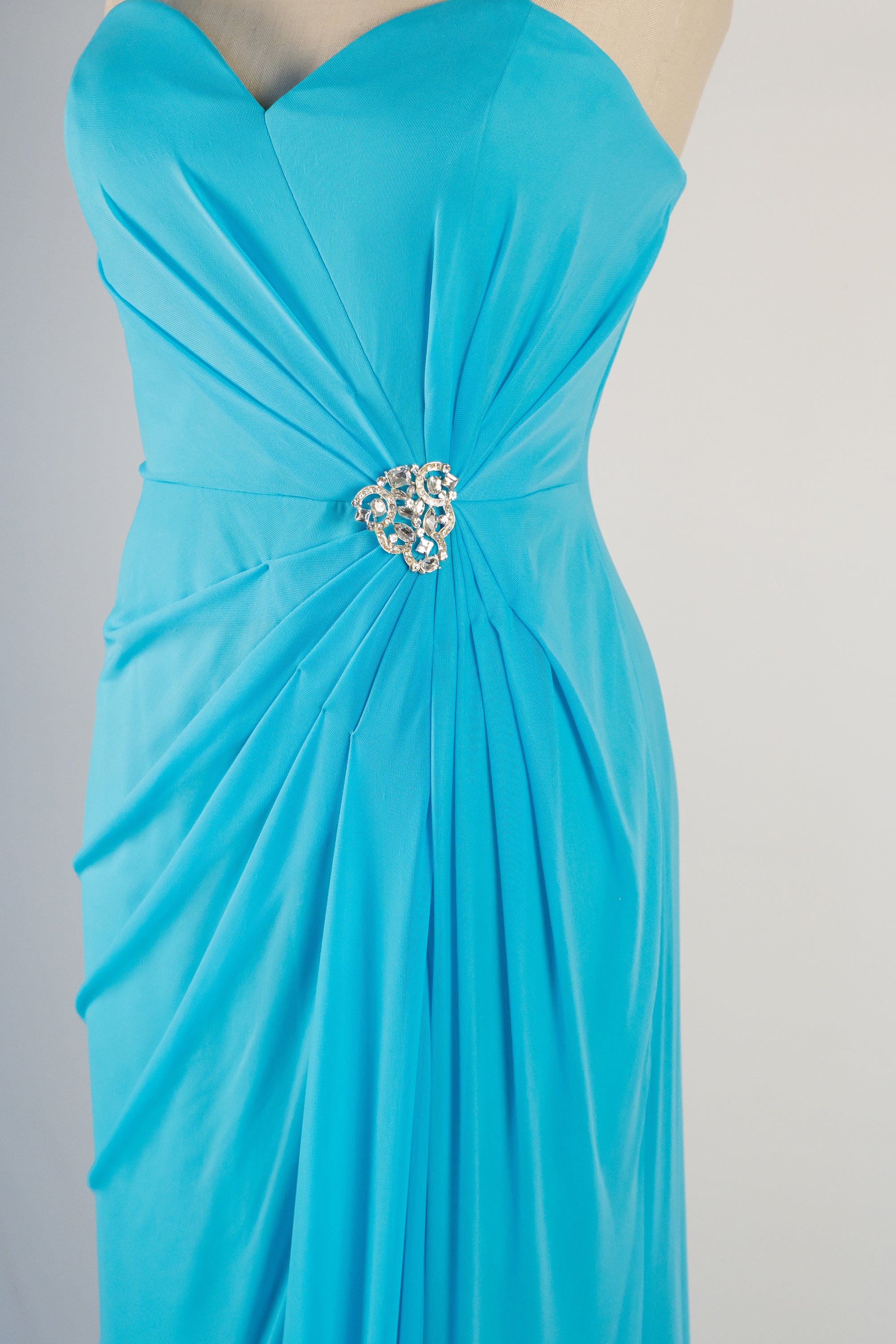 Ocean Blue Strapless Full Length Dress