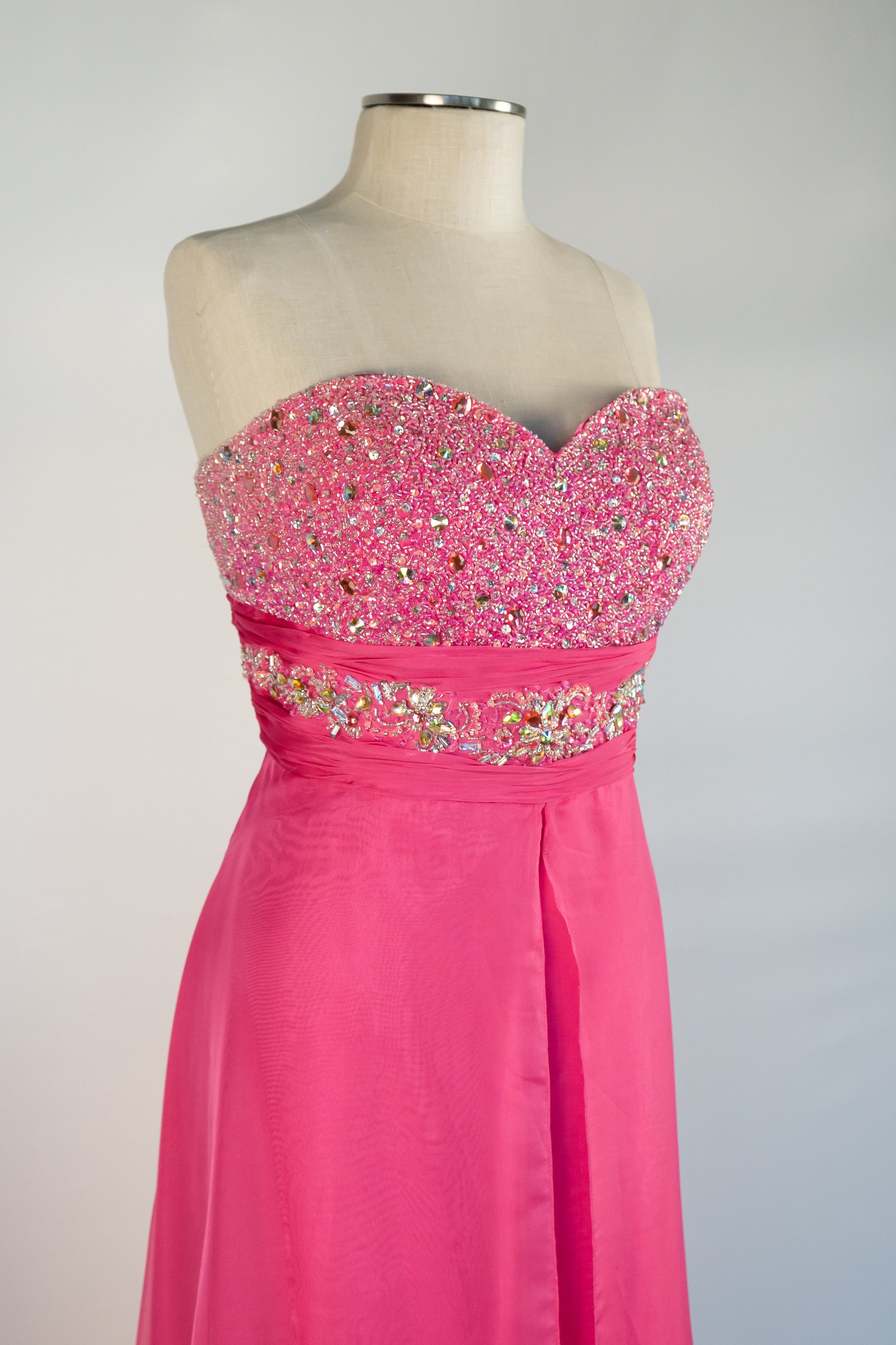 Magenta Strapless Full Length Dress