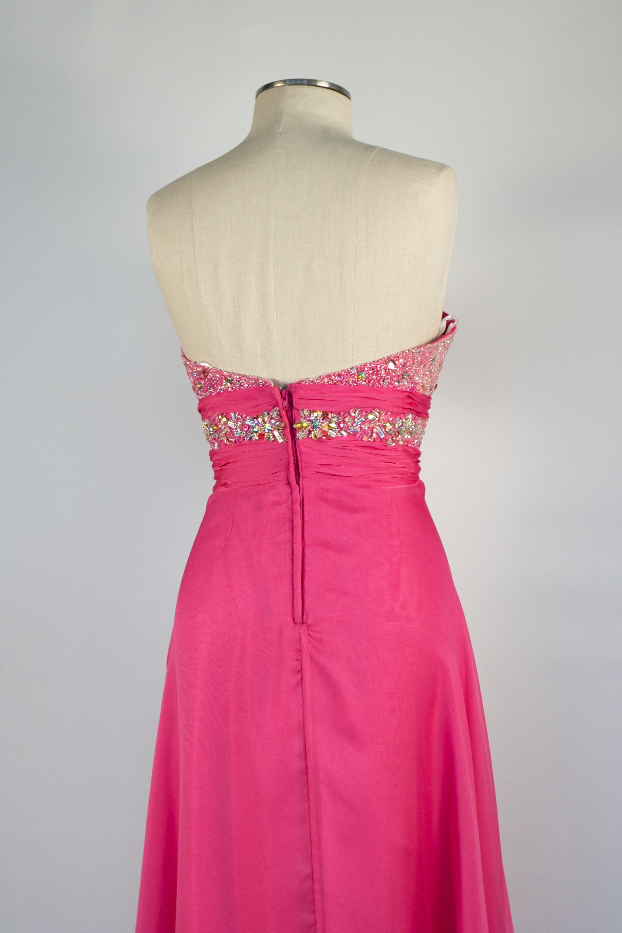 Magenta Strapless Full Length Dress