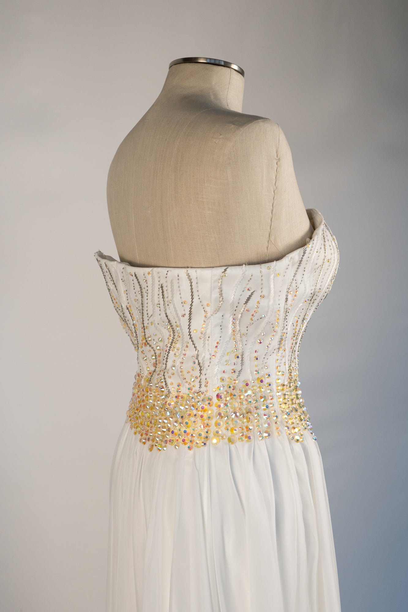 white and gold strapless dress Strapless Gold Floral Embellished Mini Dress 48586