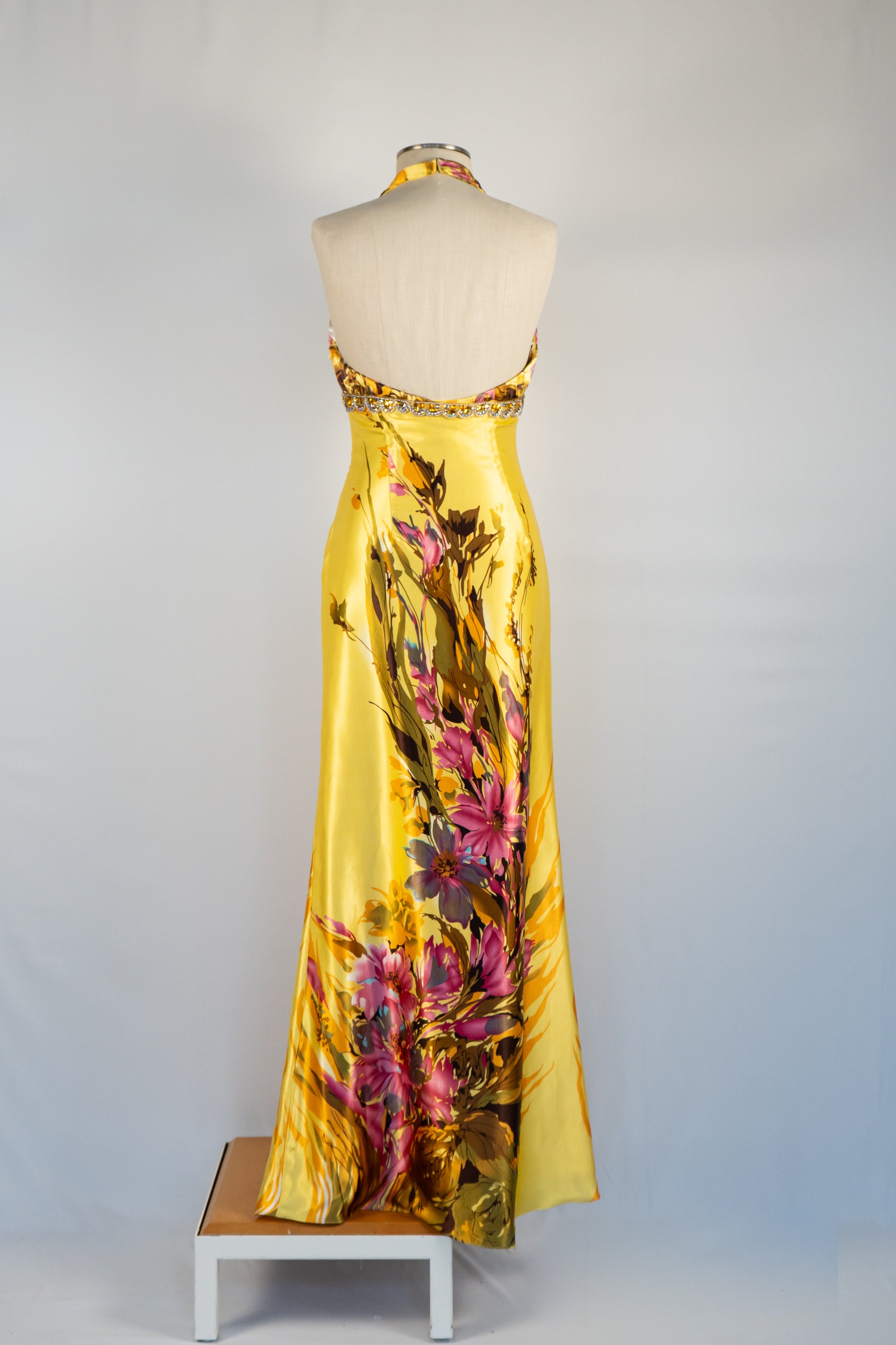 Yellow Floral Full Length Dress