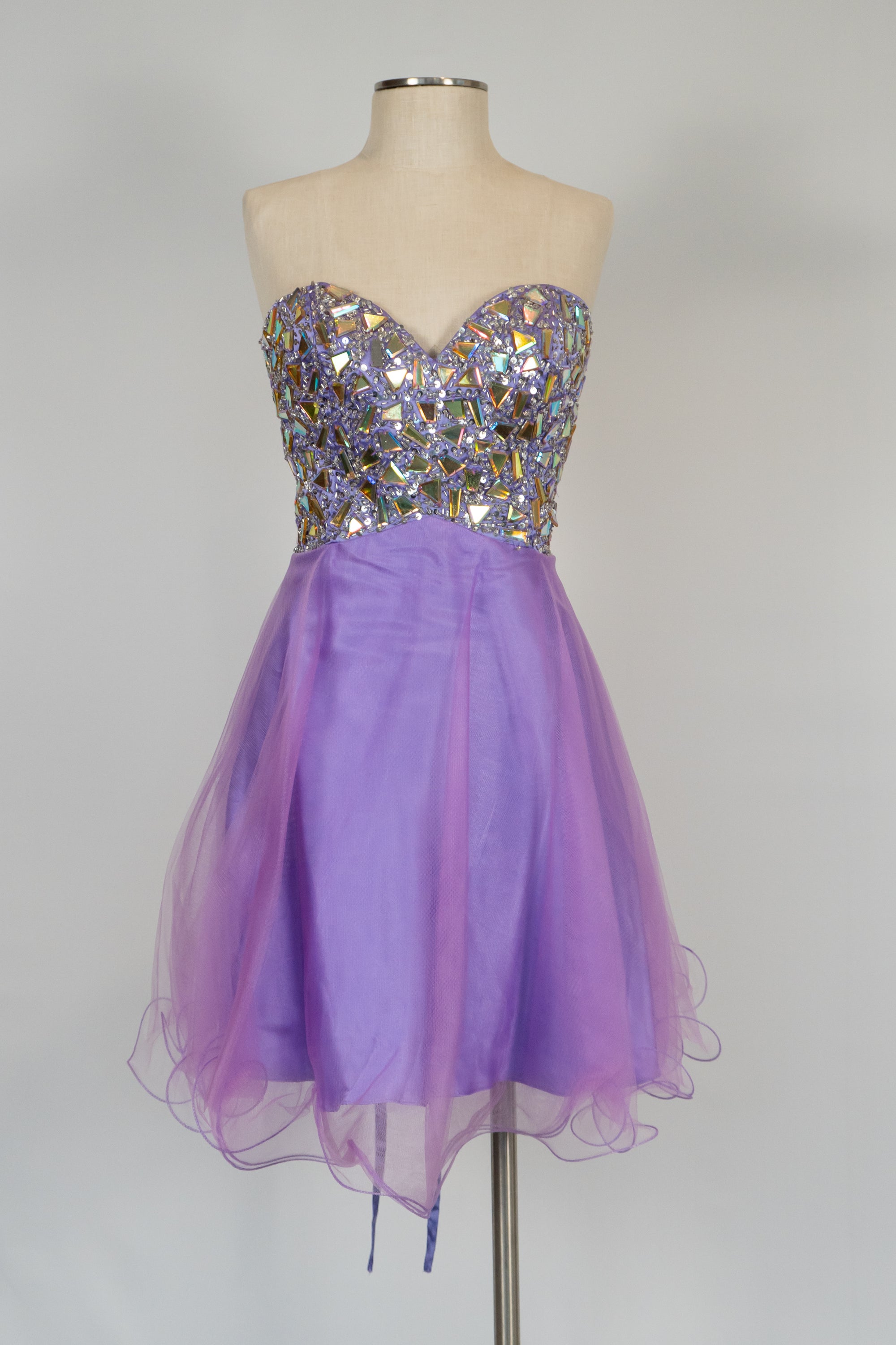 Lavender Short Dress Corset Back