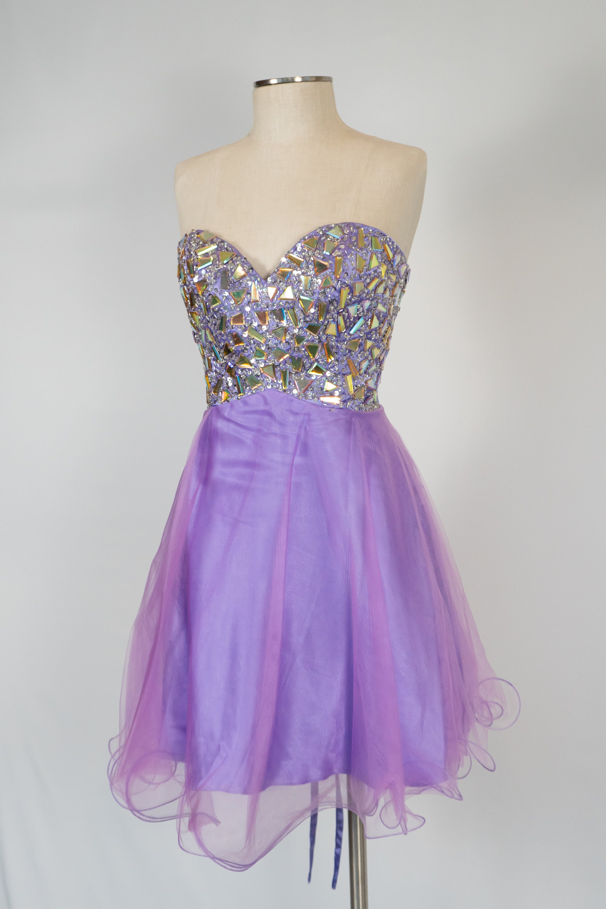 Lavender Short Dress Corset Back