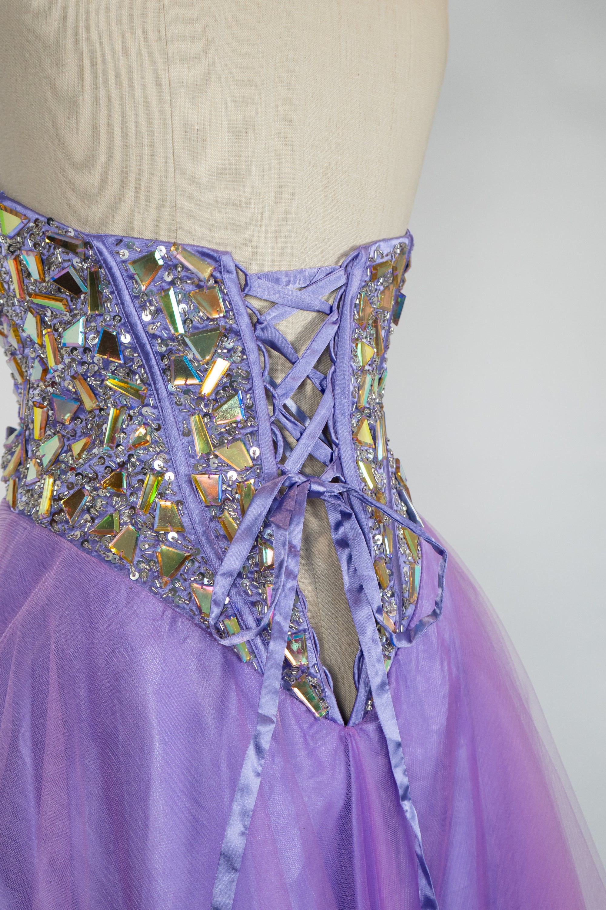 Lavender Short Dress Corset Back