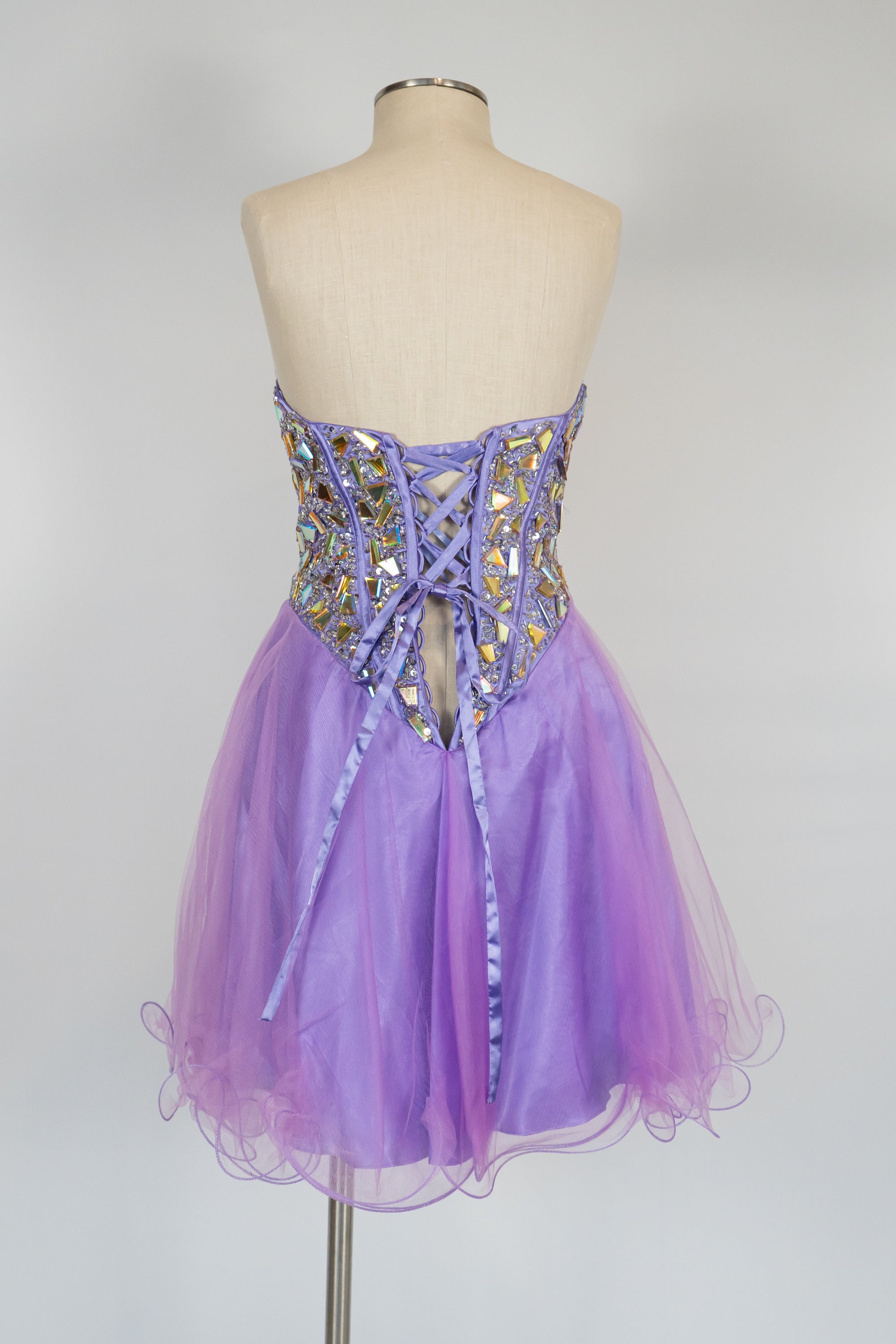 Lavender Short Dress Corset Back