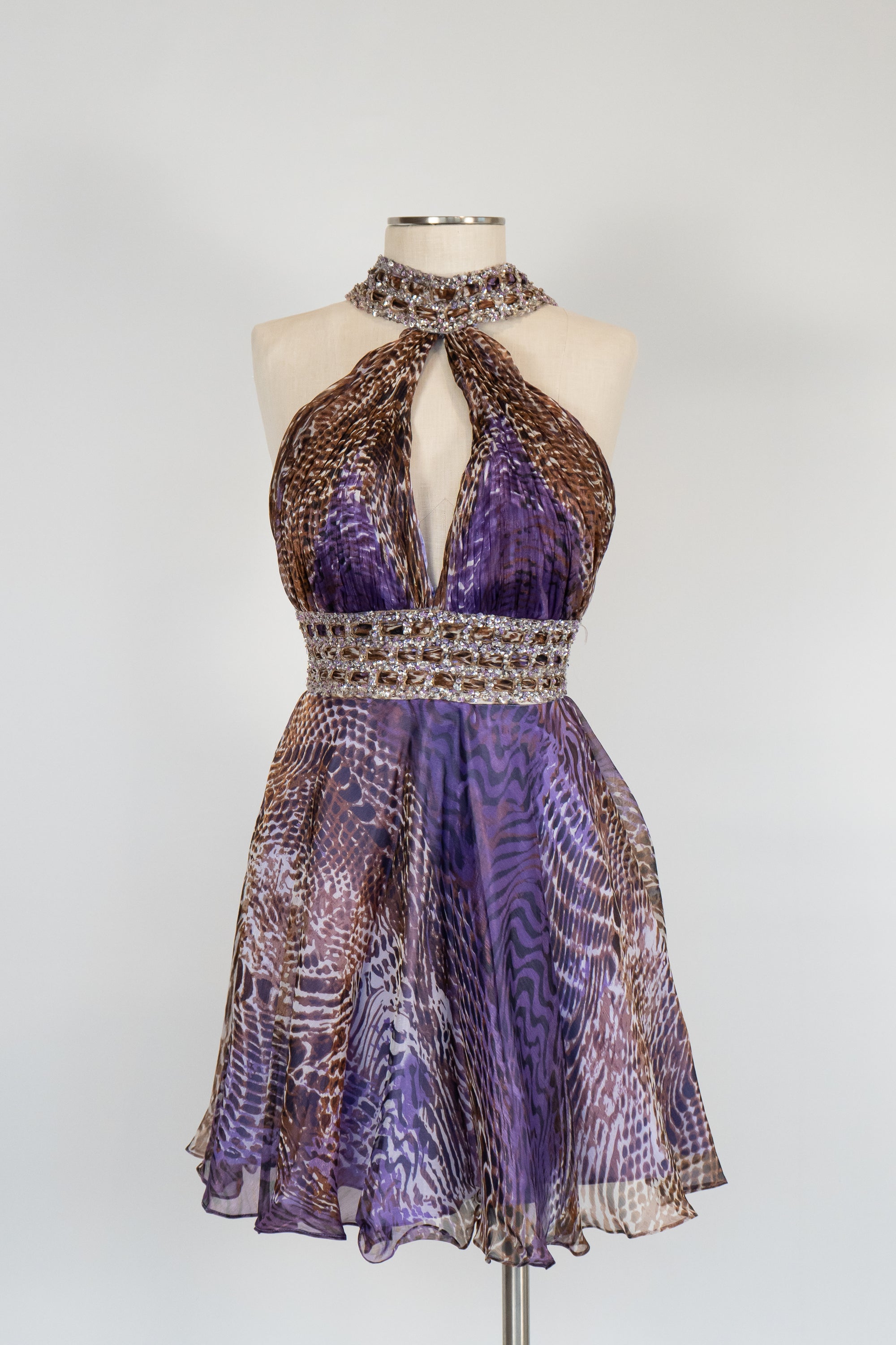 Purple Animal Print Short Dress