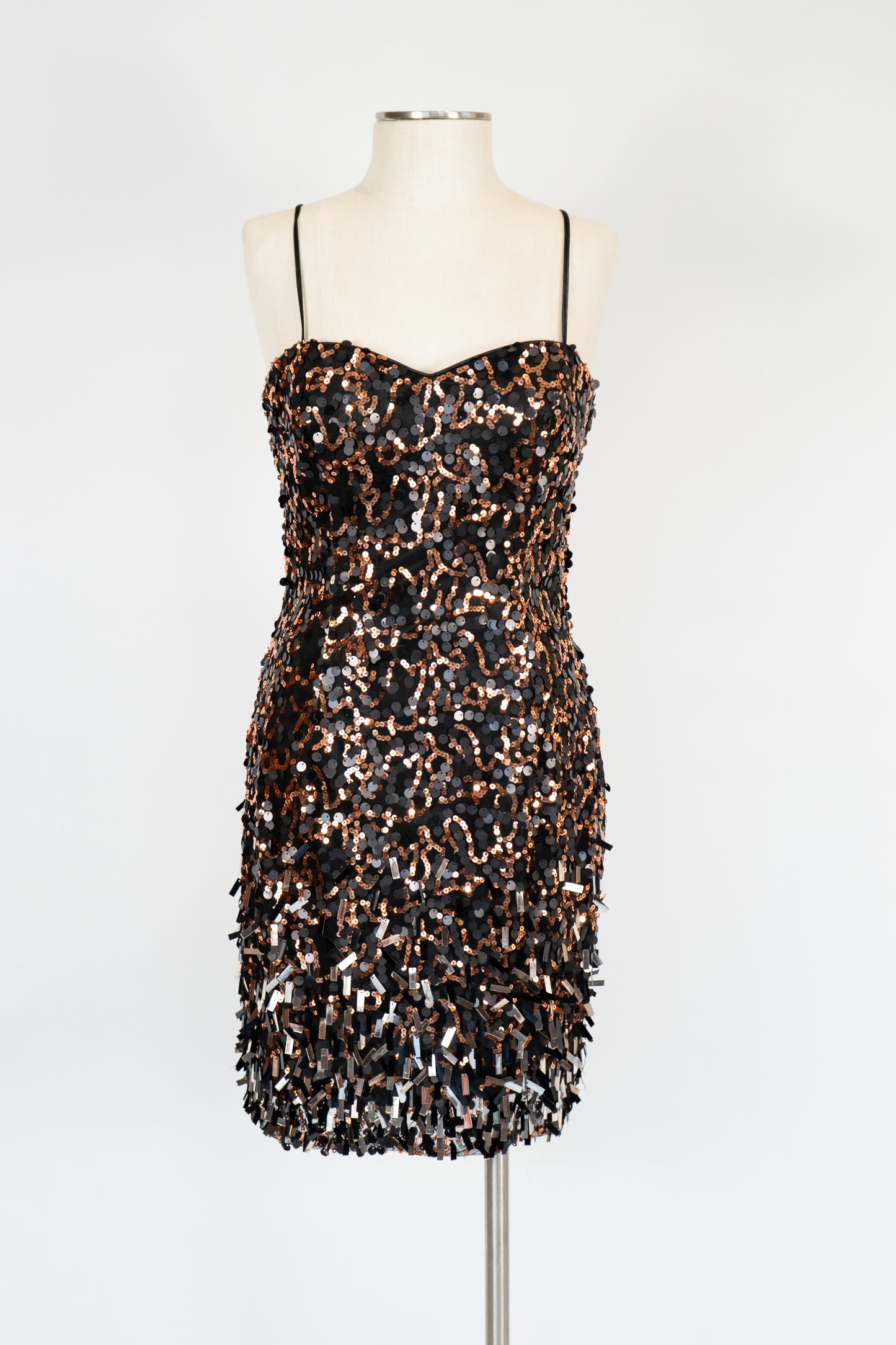 Black & Gold Sequin Short Dress