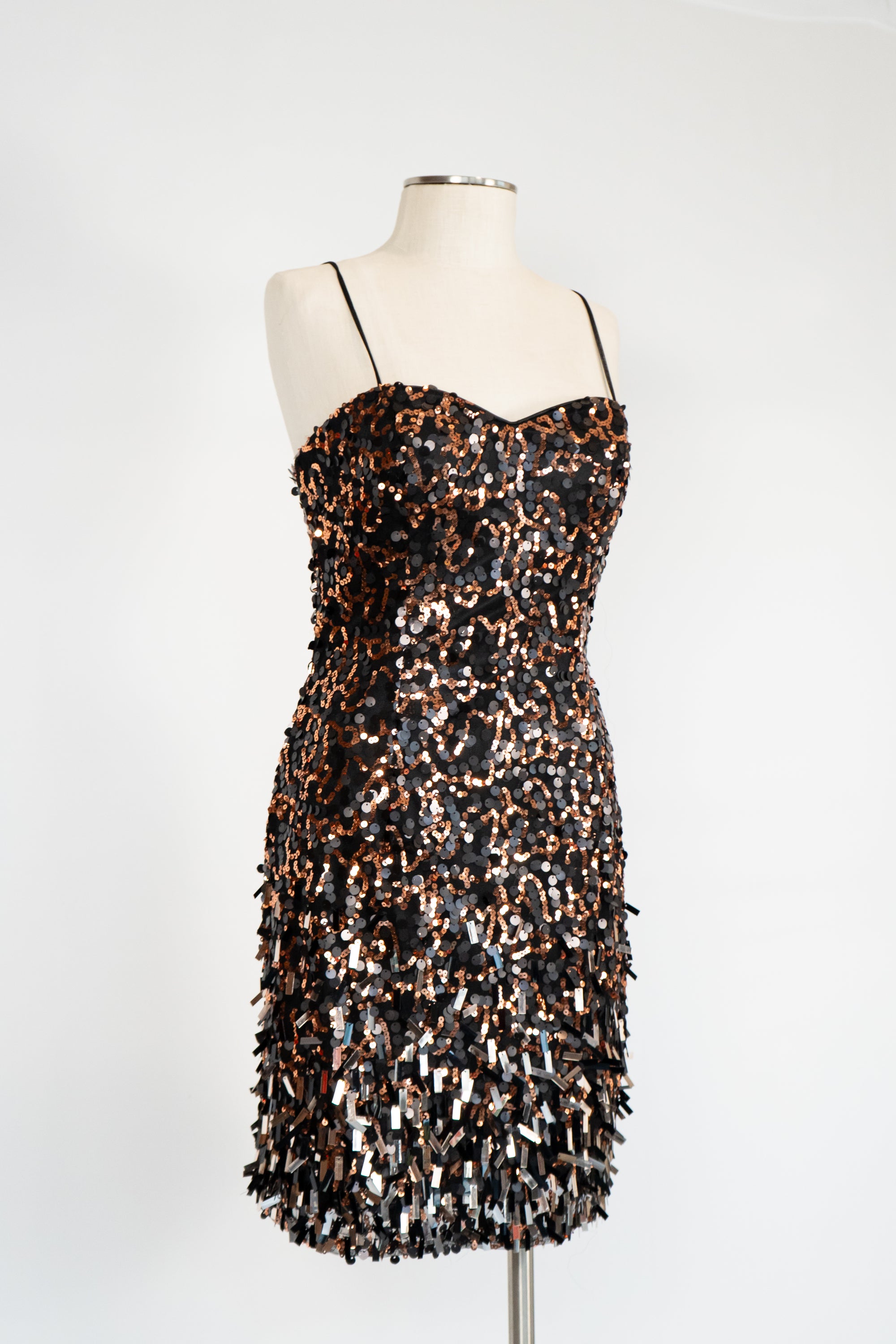 Black & Gold Sequin Short Dress