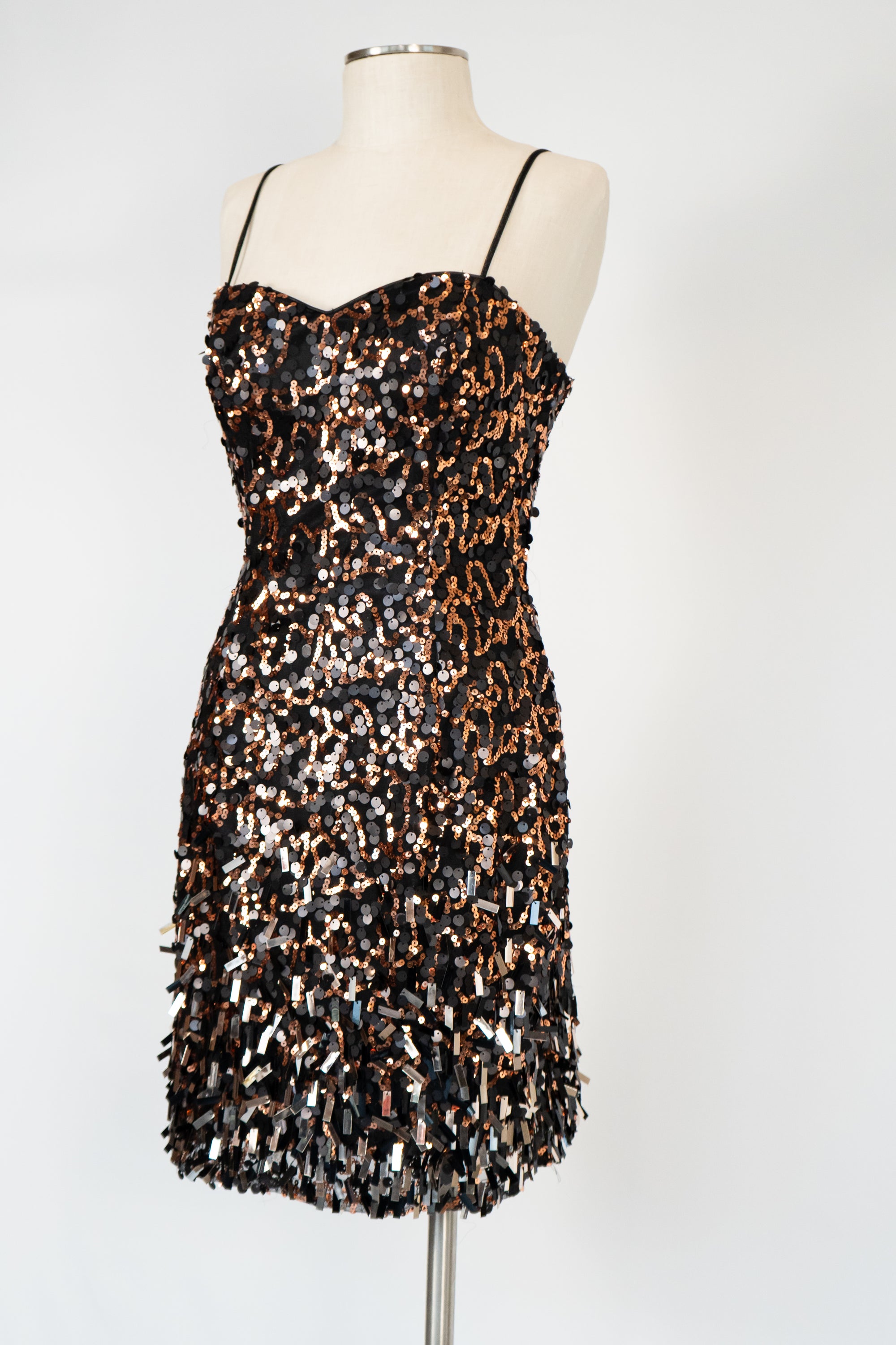 Black & Gold Sequin Short Dress