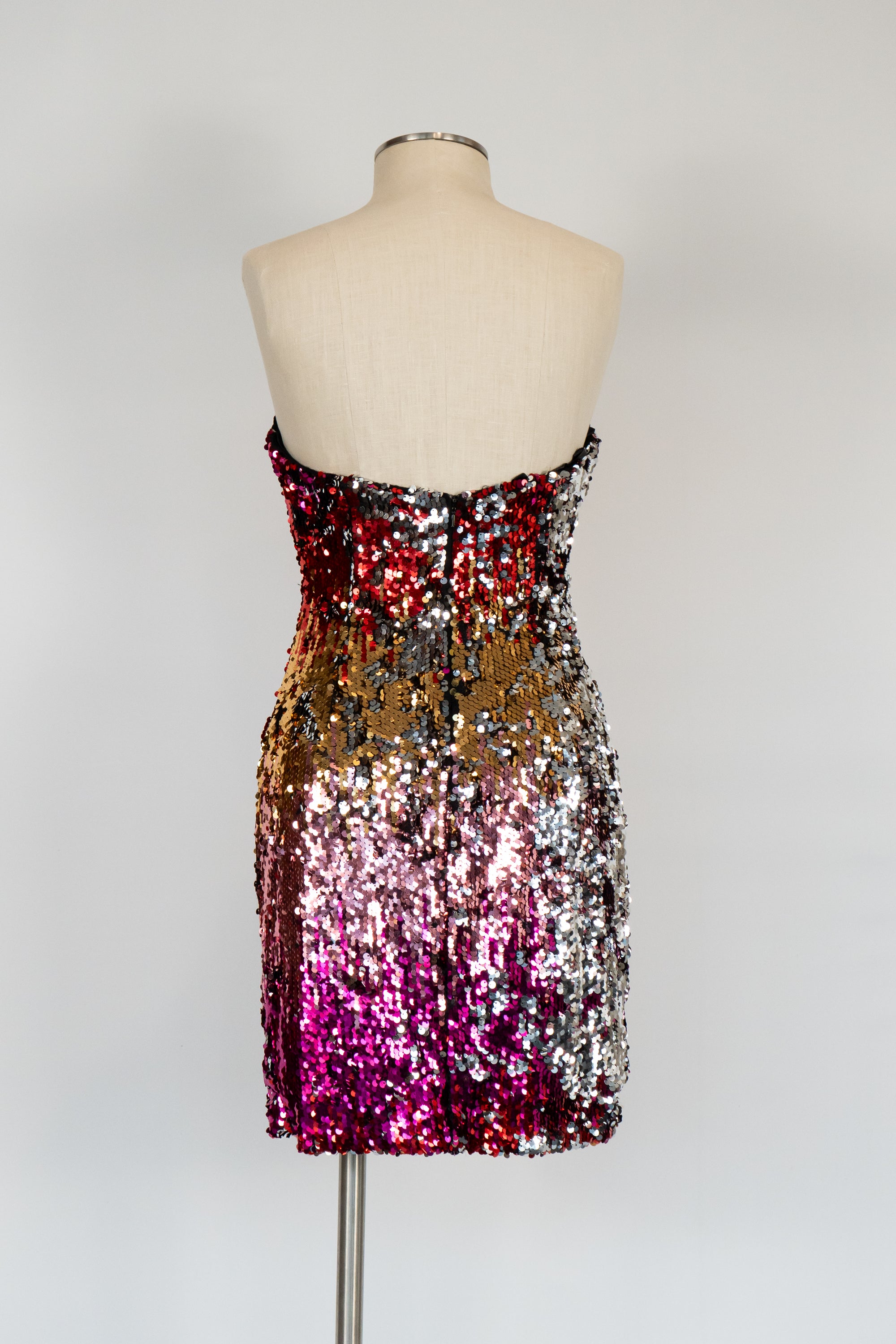 Red, Pink & Silver Sequin Short Dress