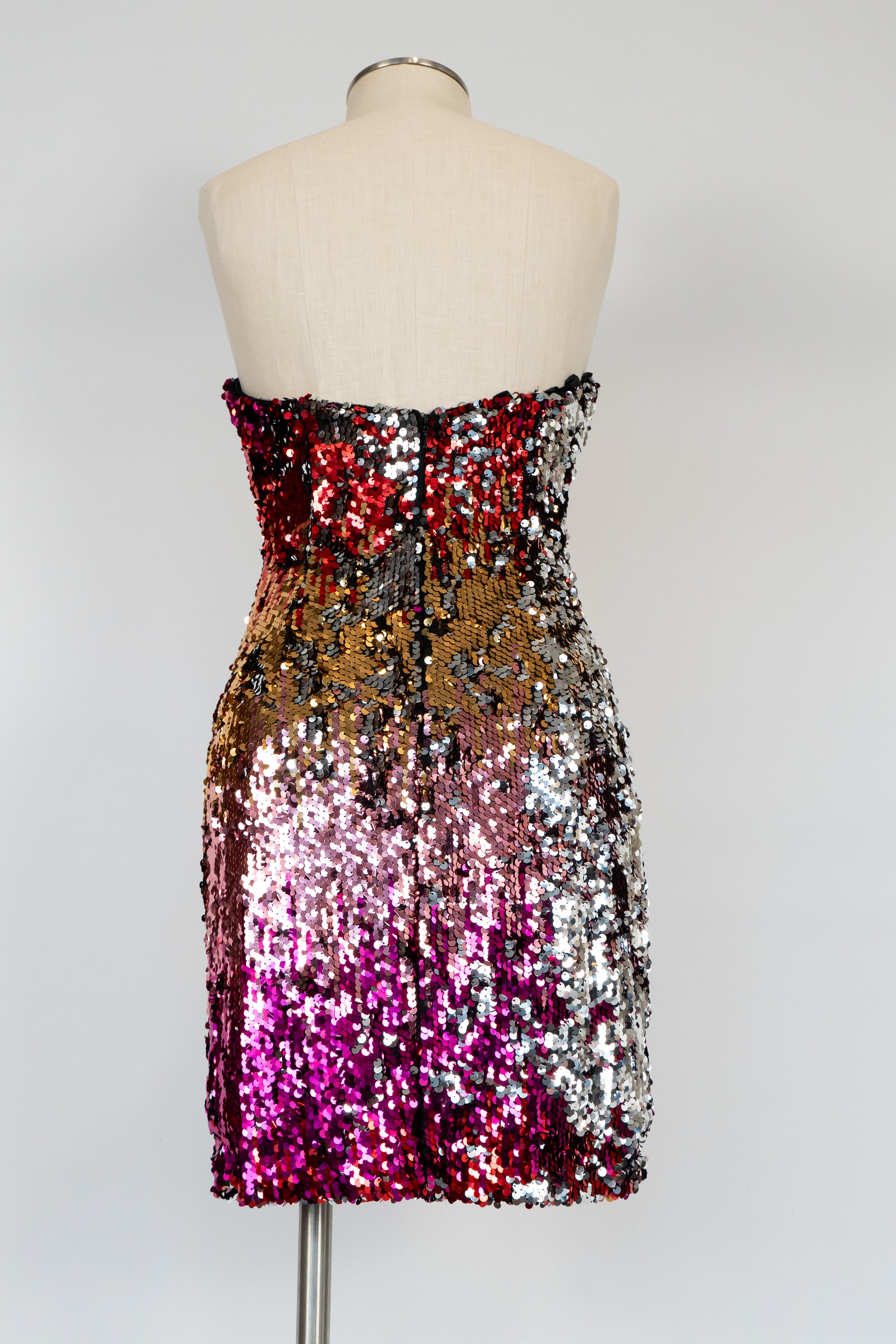 Red, Pink & Silver Sequin Short Dress