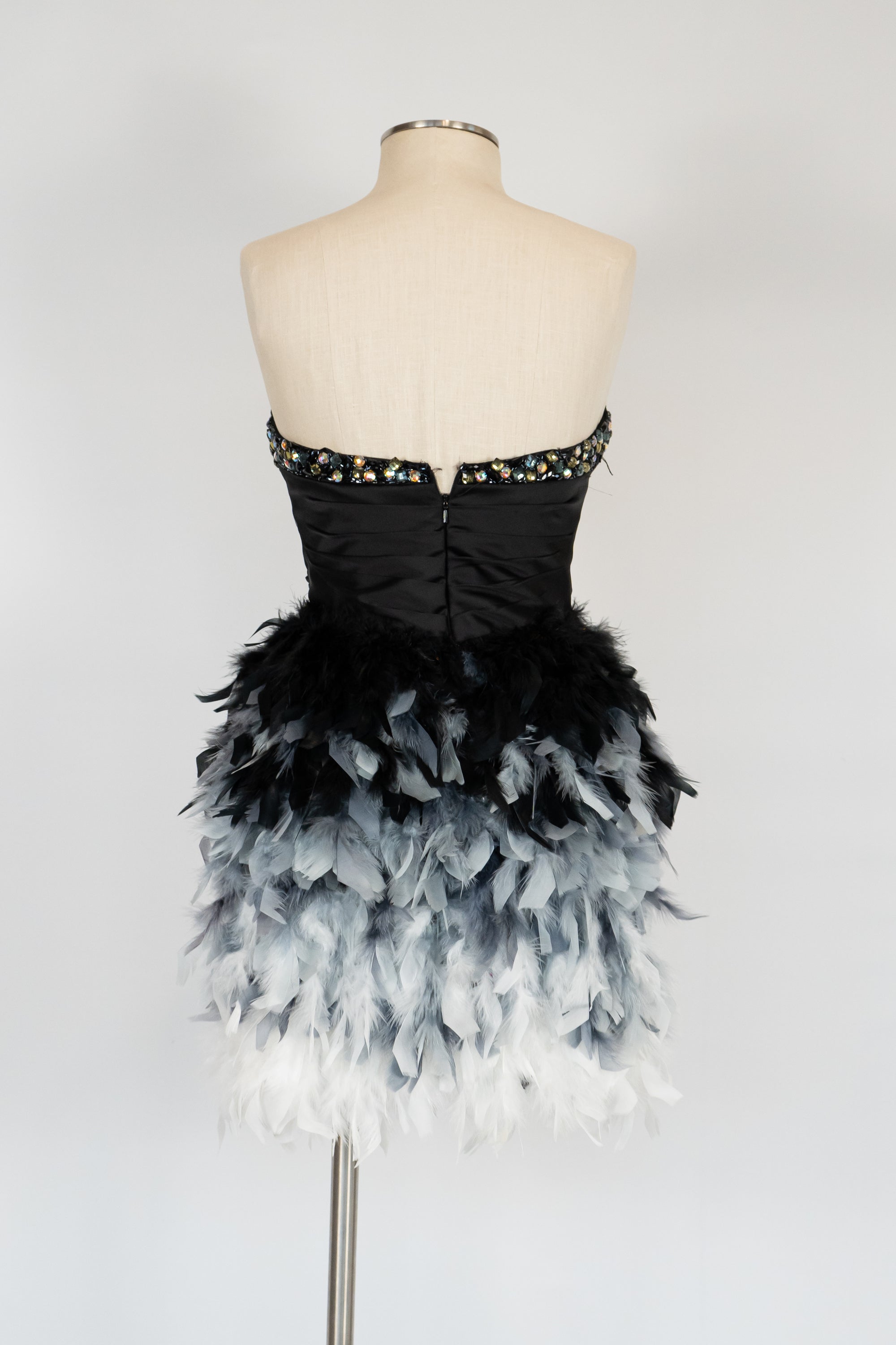 Black & White Feather Short Dress