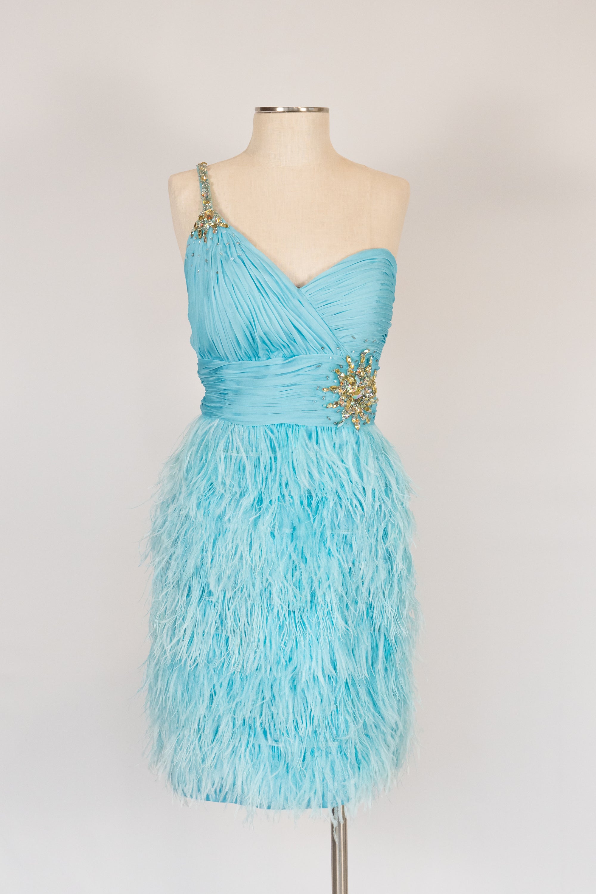 Ocean Blue Feather Short Dress