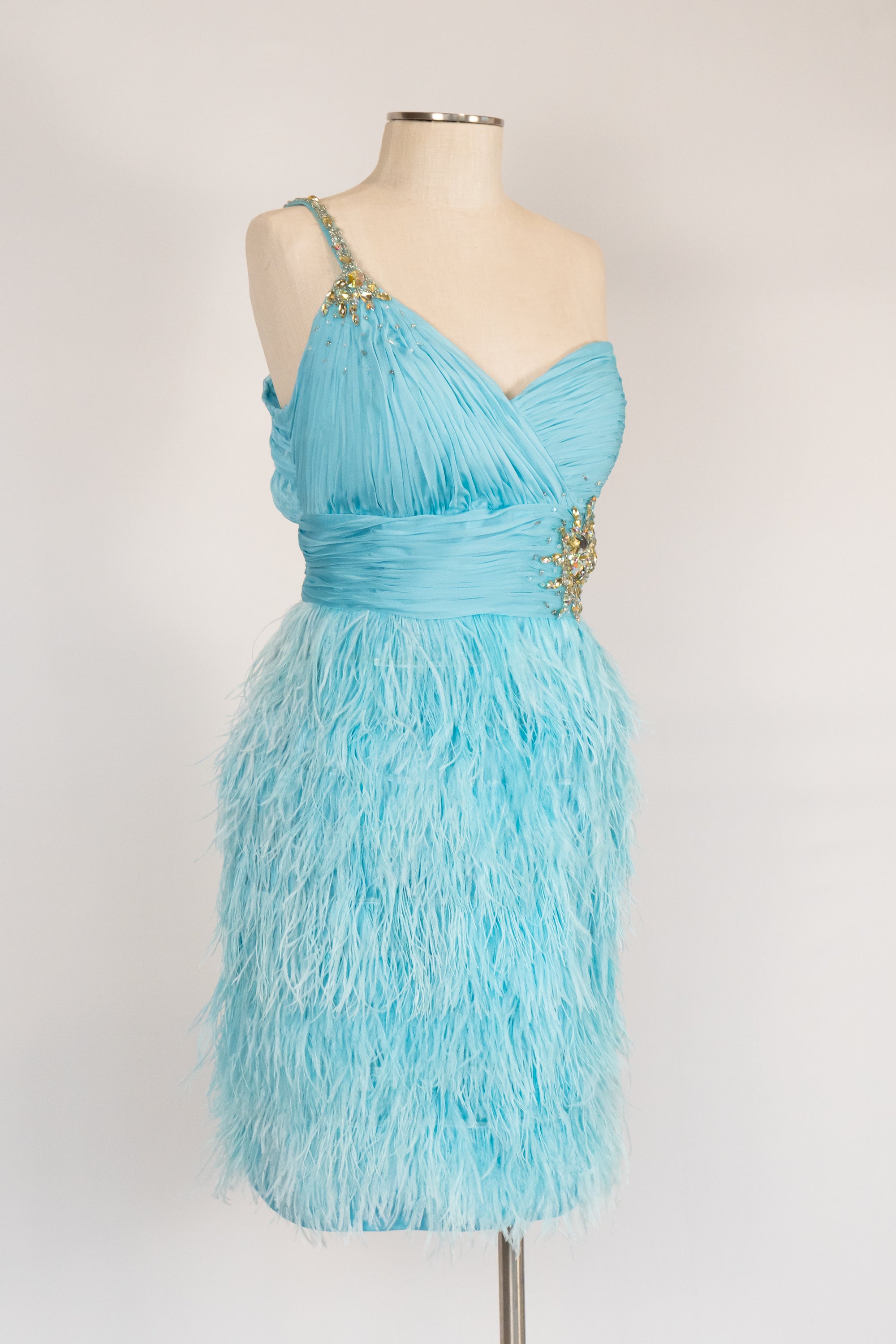 Ocean Blue Feather Short Dress