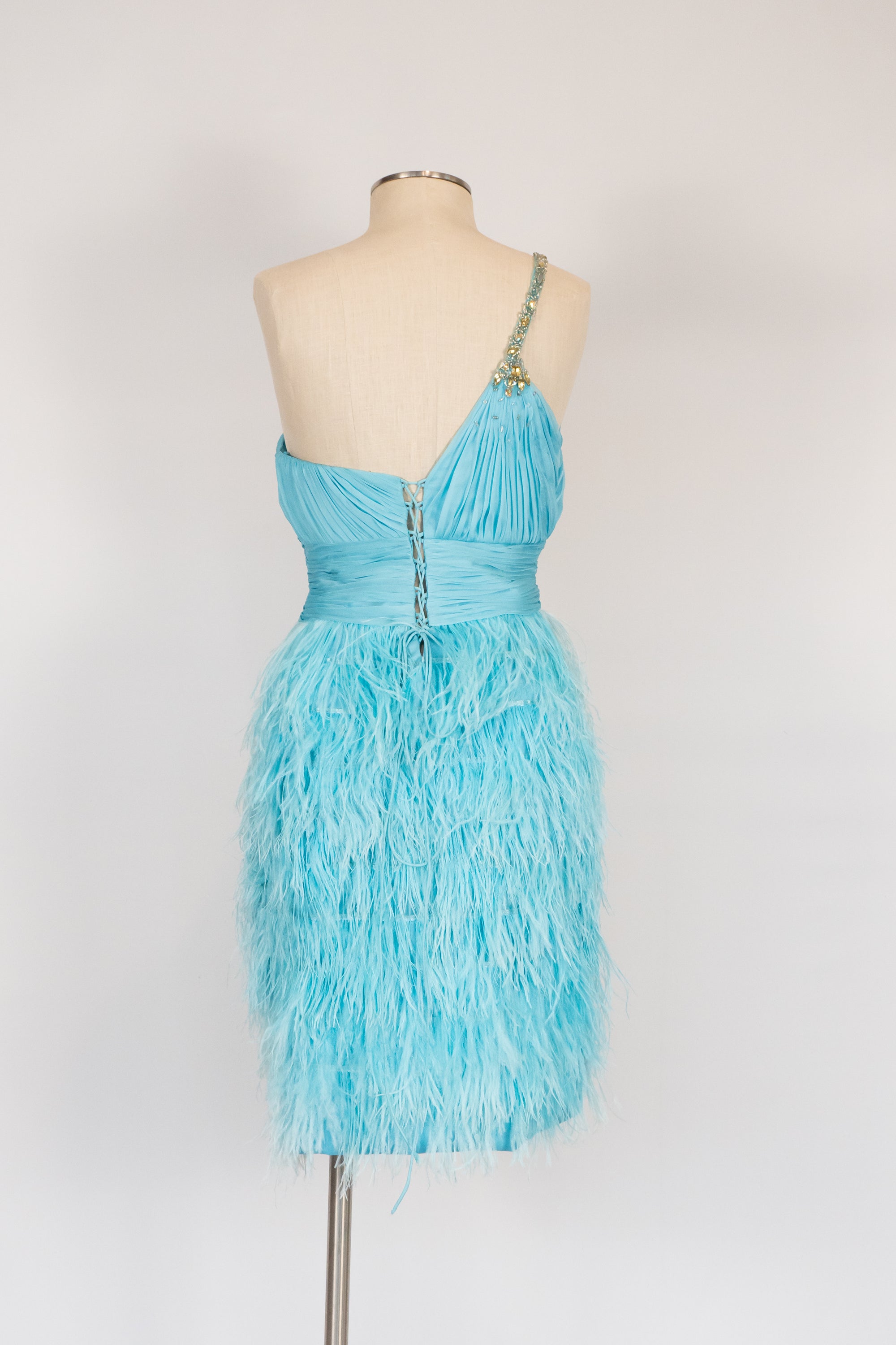 Ocean Blue Feather Short Dress