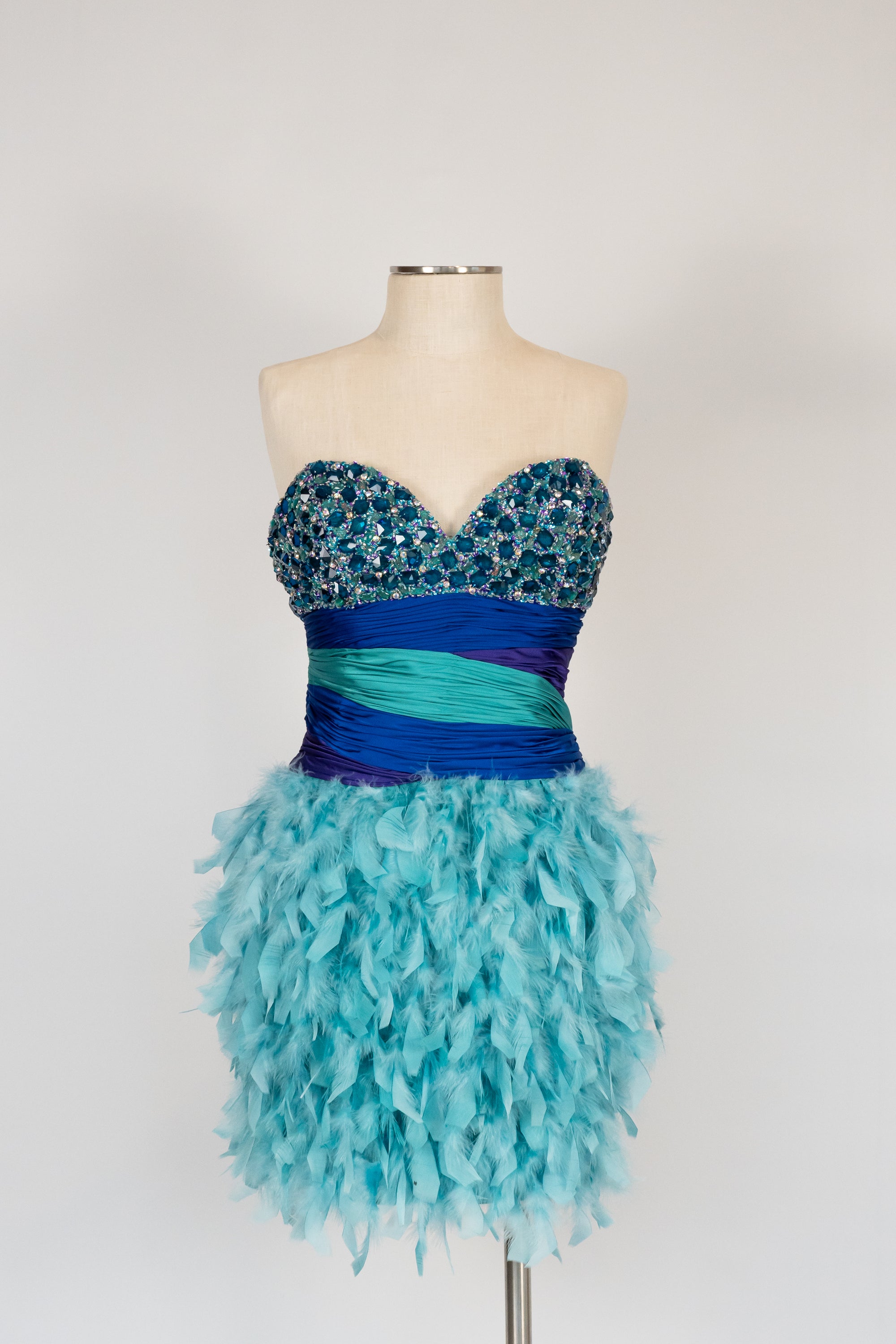 Blue & Purple Feather Short Dress