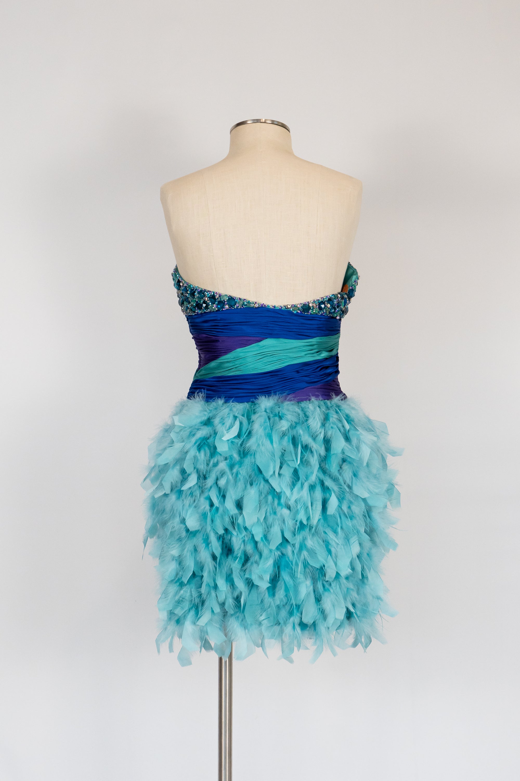 Blue & Purple Feather Short Dress