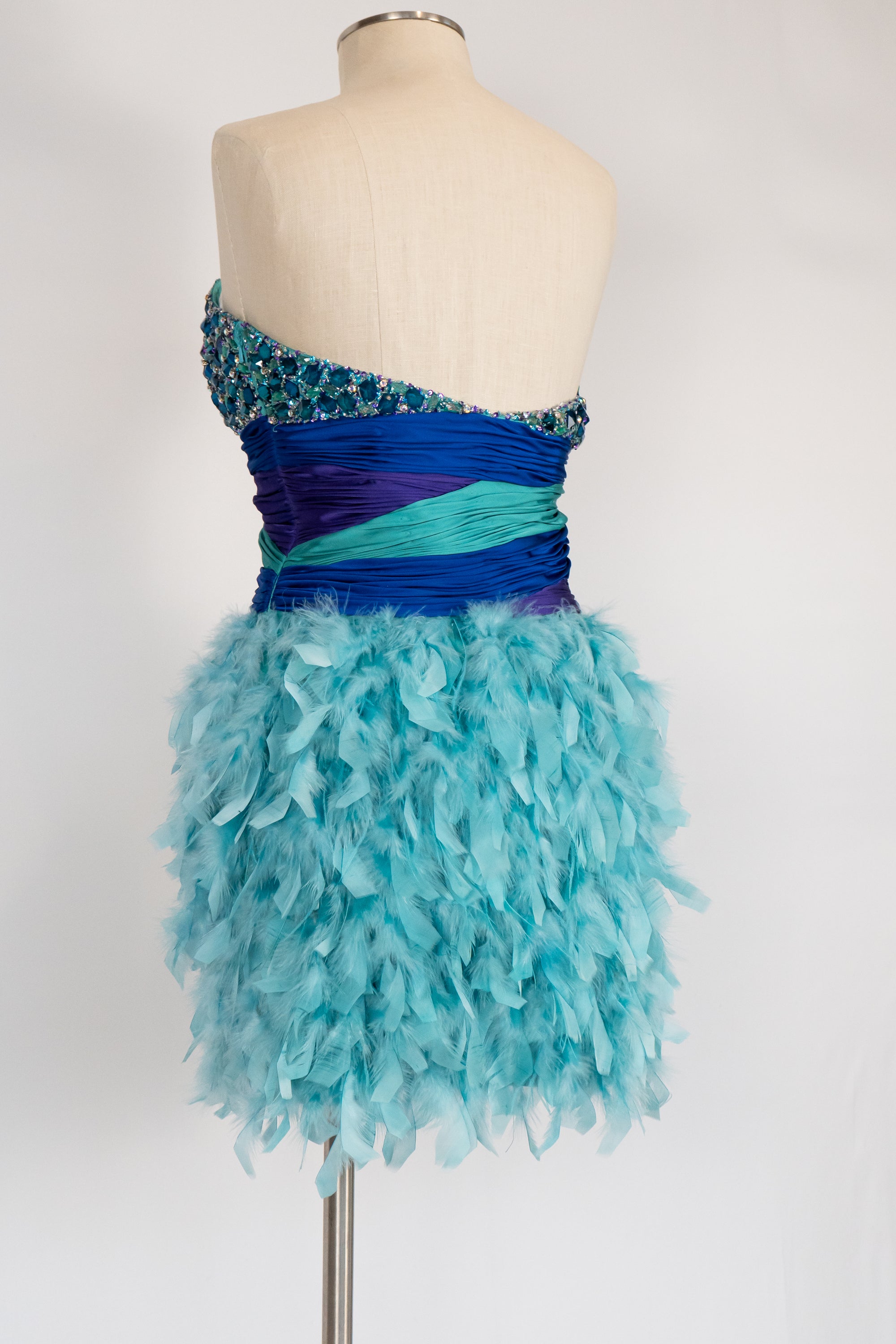 Blue & Purple Feather Short Dress