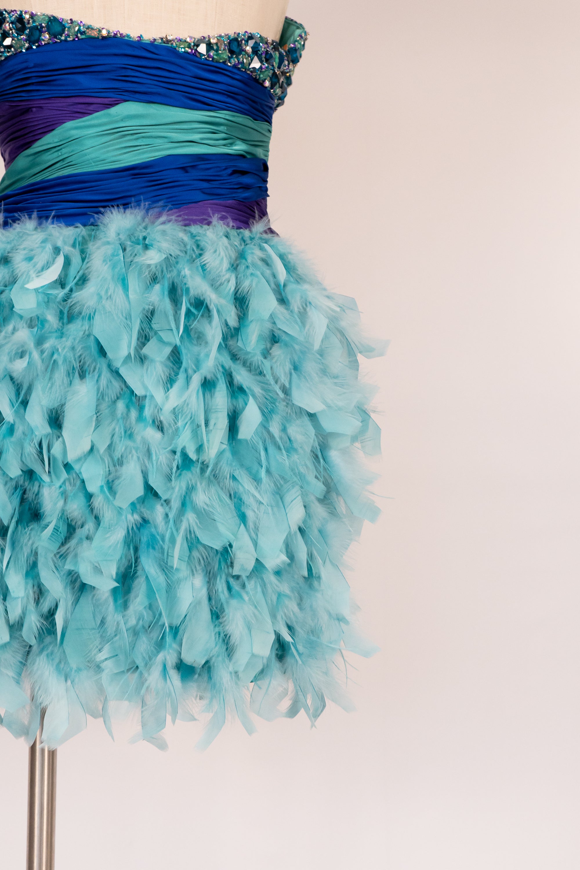 Blue & Purple Feather Short Dress